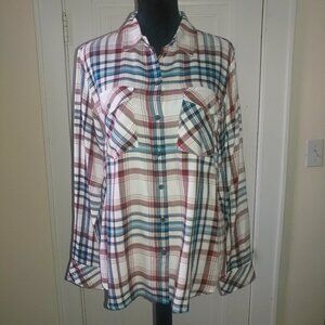 Sanctuary: Plaid Boyfriend Button Down Shirt - Women's Size Small